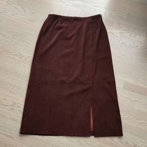 Vintage Norton Studio Faux Suede Chocolate Brown Skirt Size 18